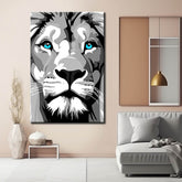 Painting by Numbers Lion Black and White with Blue Eyes